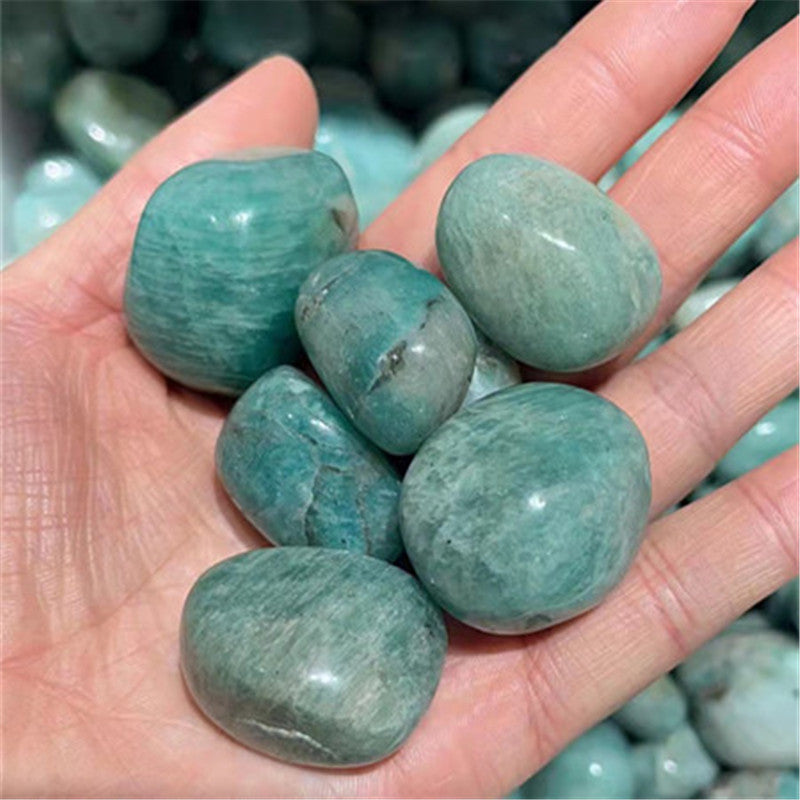 Natural Amazonite Quartz Crystal Palm Stone Chakra Healing Gemstone Home Decor