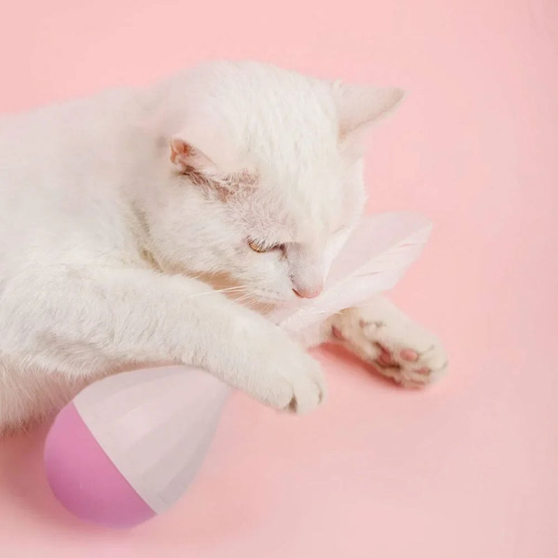Pet Cat Toy Tumbler Tease Cat Ball Bite-resistant Tease Stick Feather Self-healing
