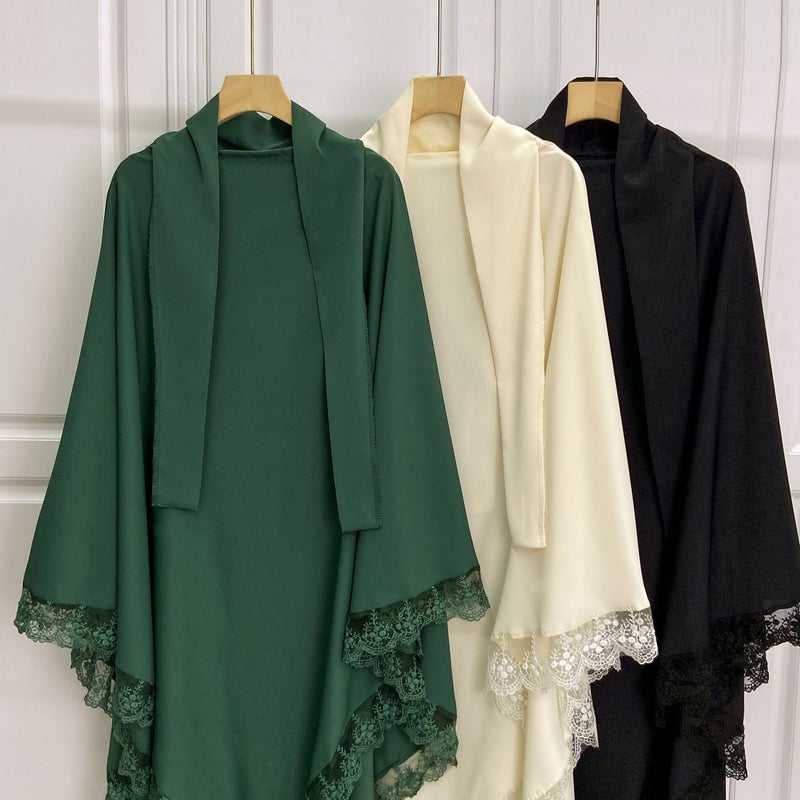 Arabic Baotou Cover Fashion Solid Color Gown Lace Headscarf